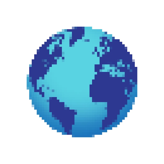 Pixel art earth globe icon.