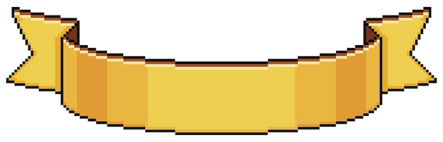 Pixel art golden ribbon Golden band stripe curved band vector icon for 8bit game on white background