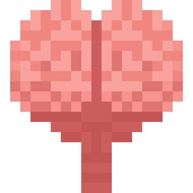 Pixel art human brain illustration