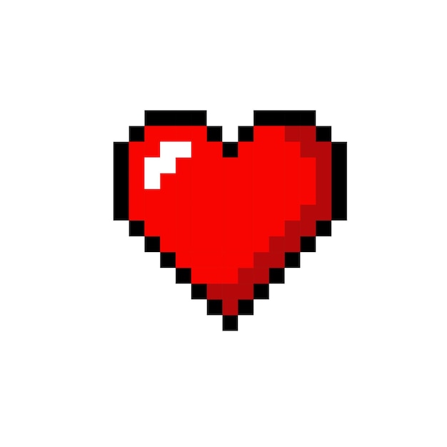 pixel art icon heart vector 8 bit