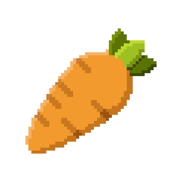 Pixel art icon Pixel art carrot icon Cute pixel carrot Vegetables vector 8 bit pixel carrot Old school computer graphic style Vector illustration