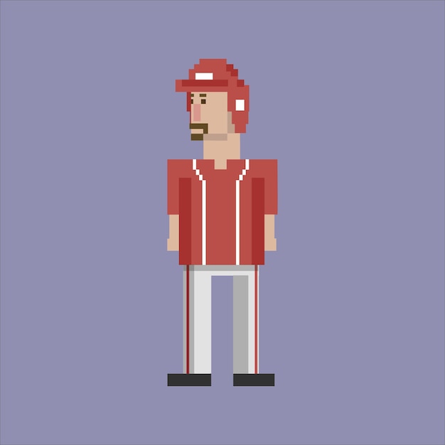 Vector pixel art illustration draw artwork bit design character icon symbol person profession of baseball