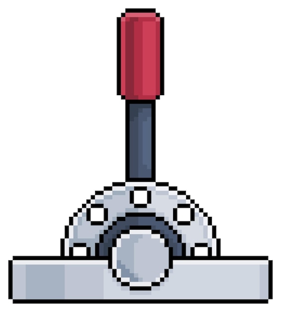 Pixel art metallic lever industrial mechanism lever vector icon for 8bit game on white background