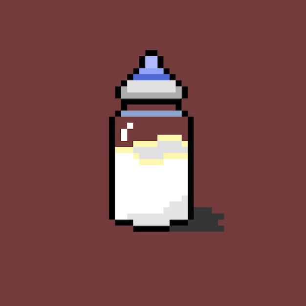 pixel art of milk in a bottle with dot