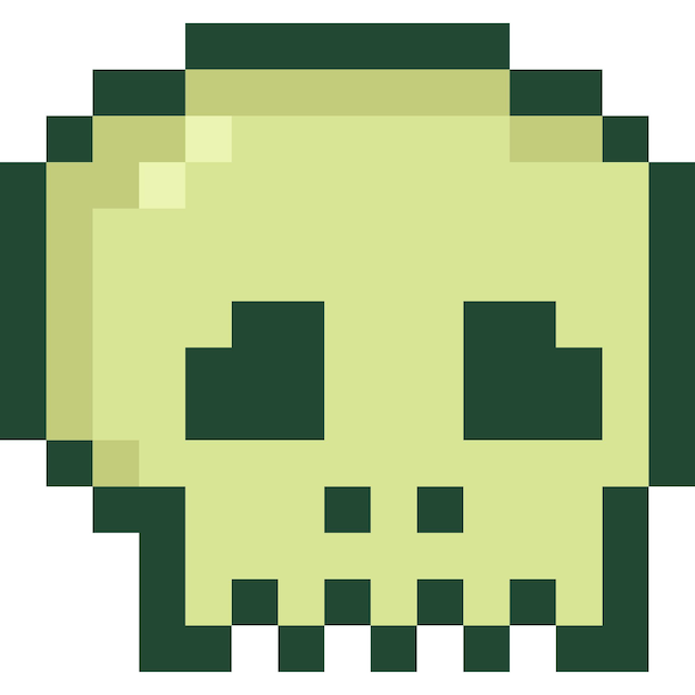 Pixel art monochrome halloween skull head