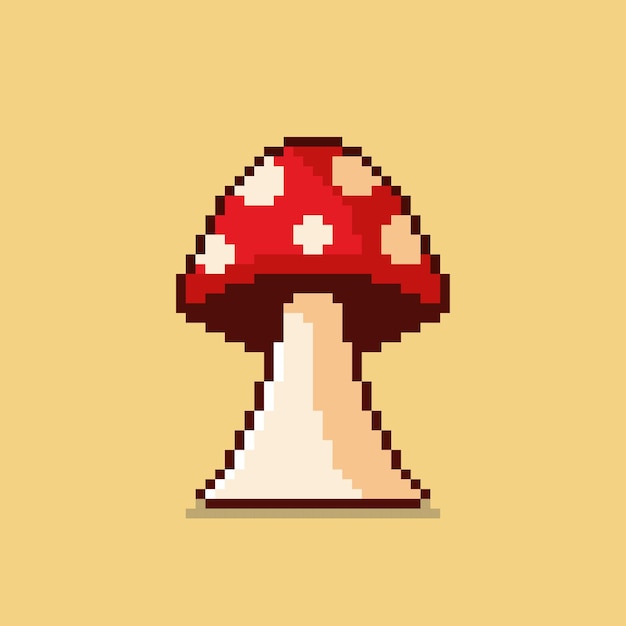 Vector pixel art mushroom game asset design