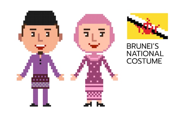 pixel art national costume Brunei