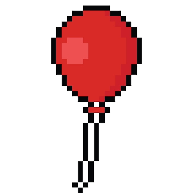 Pixel art party red balloon icon