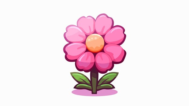 Vector pixel art pink flower isolated cartoon