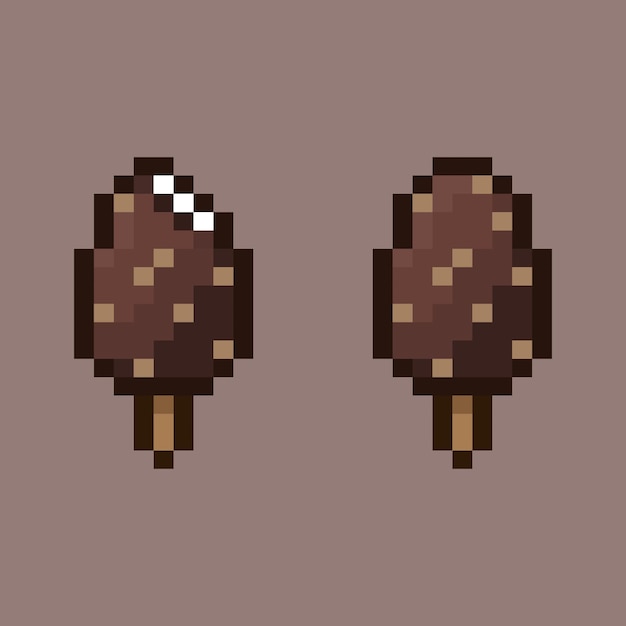 pixel art style, 18 bit style chocolate with nut ice creame vector