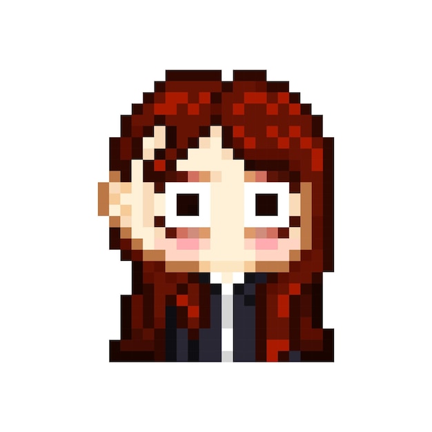 pixel art style, 18 bit style cute female office worker with big eye vector