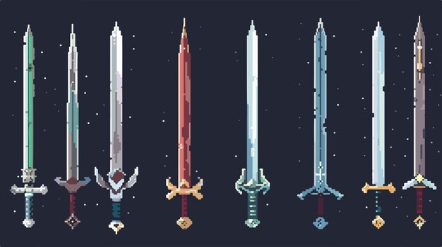 Vector pixel art sword set isolated vector file