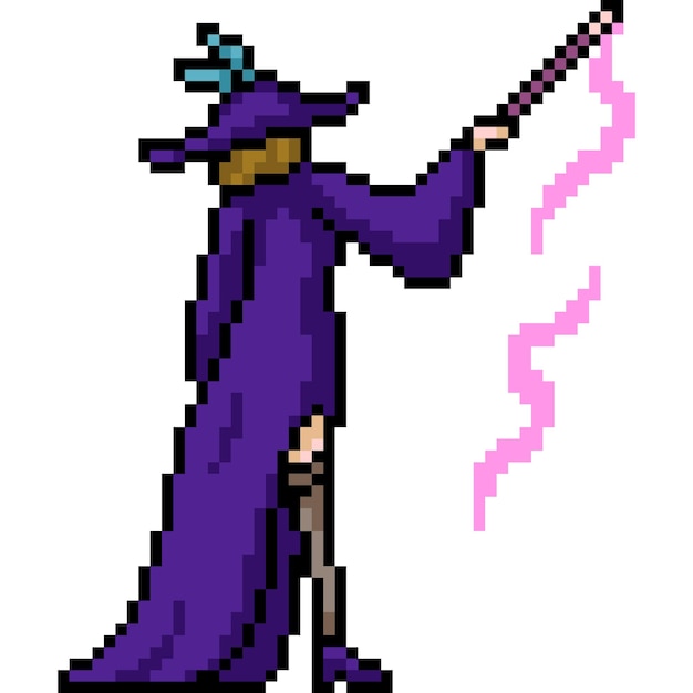 pixel art of witch cast magic