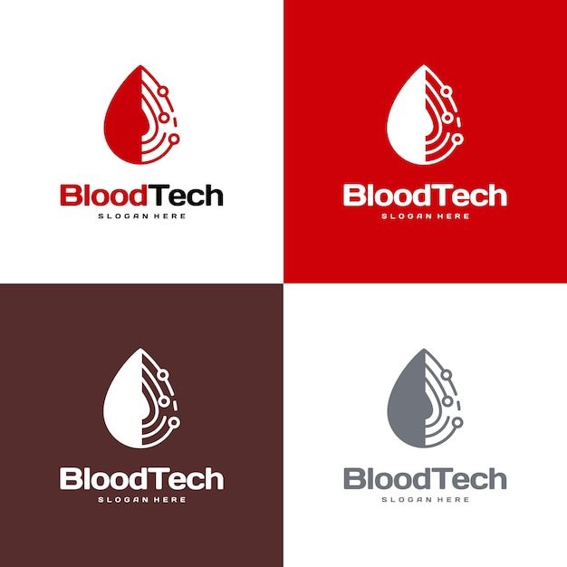 Pixel Blood logo symbol, Blood Healthcare logo designs template, Blood Technology logo designs concept vector