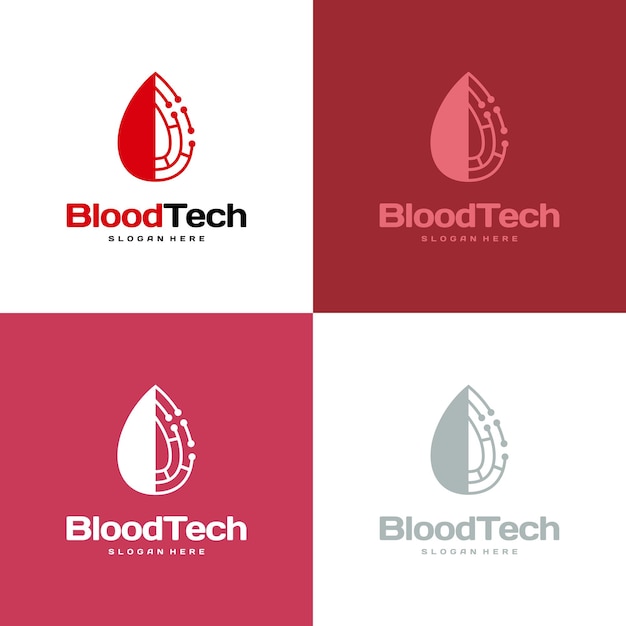 Pixel Blood logo symbol, Blood Healthcare logo designs template, Blood Technology logo designs concept vector