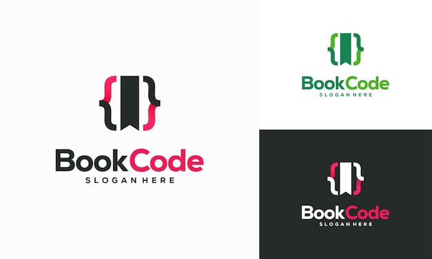 Pixel Book Logo template designs Coding book Logo designs vector illustration Programmer logo