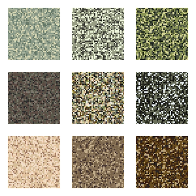 Pixel camouflage pattern set military textile