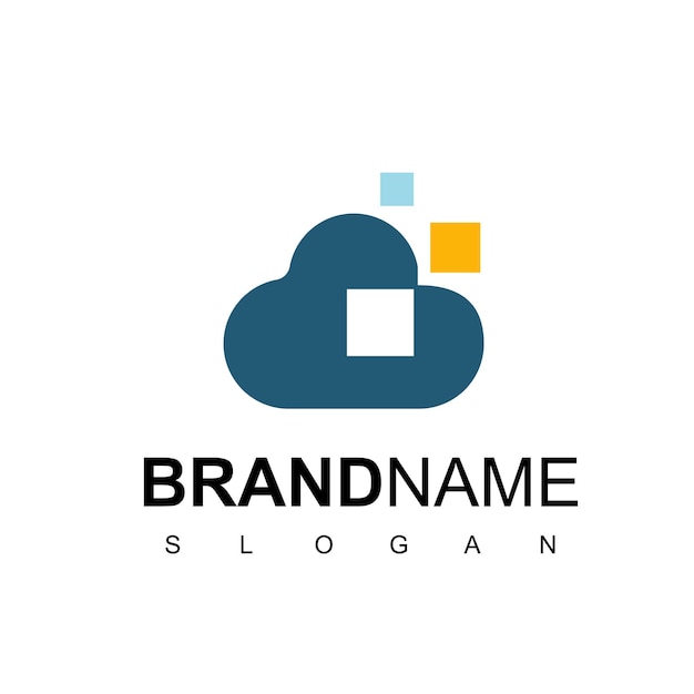 Pixel Cloud Logo Template For Database And Server Company