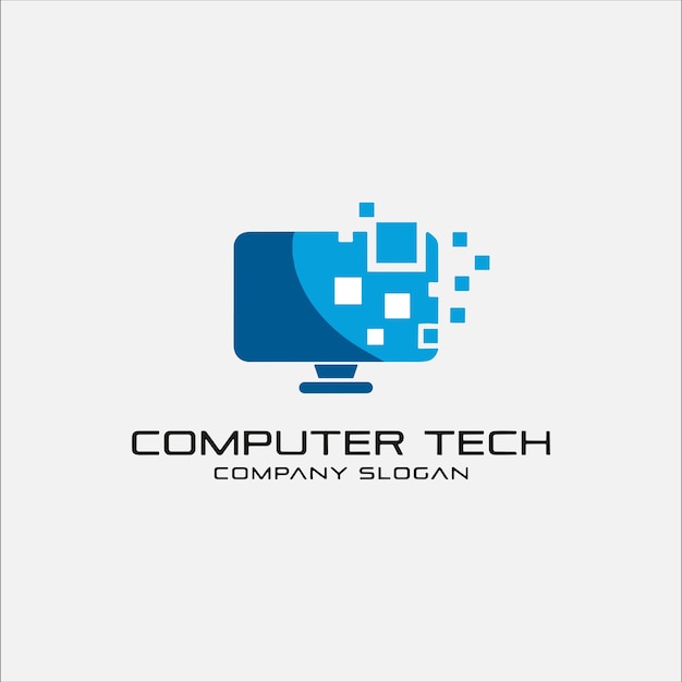 Pixel Computer Technology Logo template designs computer Service logo template designs Computer