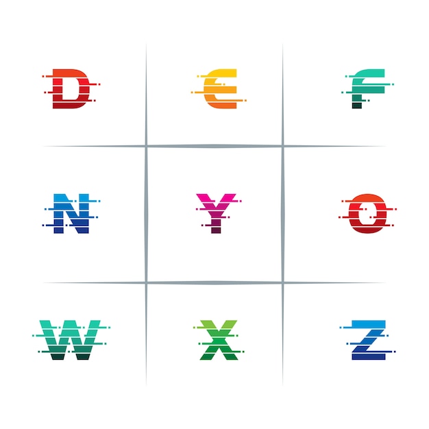 Pixel Cut Letter Logo Design Set