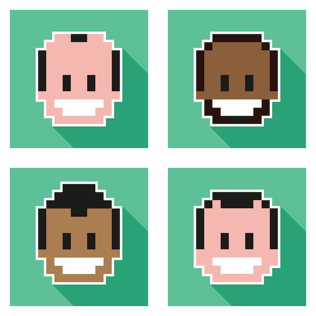 Pixel Faces Character Design Elements Collection