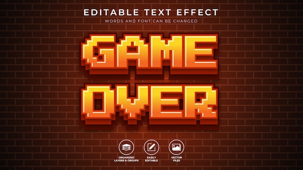 Pixel game over editable text effects