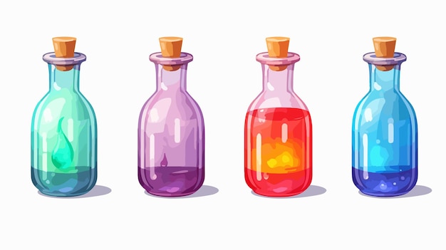 Vector pixel game mana scale and flasks or bottles concept