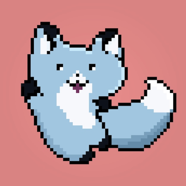 Pixel icute blue fox logo