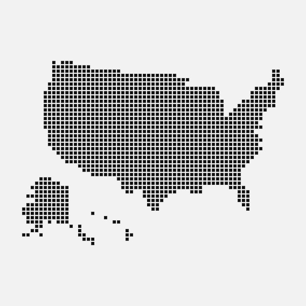 Pixel mosaic map of USA Halftone design Vector illustration