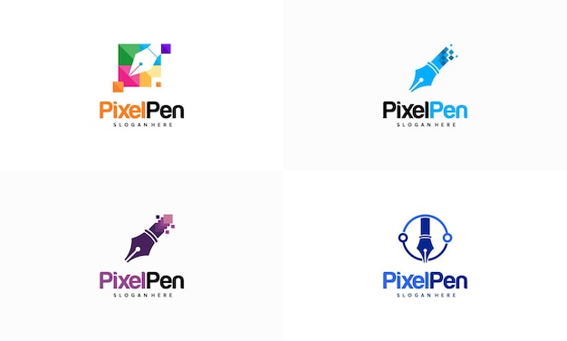 Pixel Pen logo designs concept vector Creator logo template designs