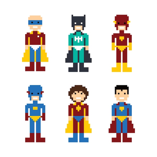 Pixel people superhero avatar