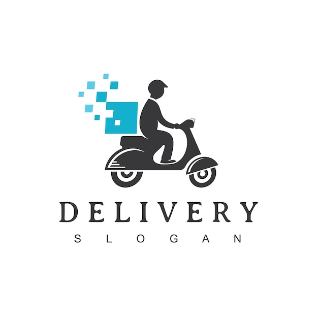 Pixel Scooter Man, Delivery Service Logo