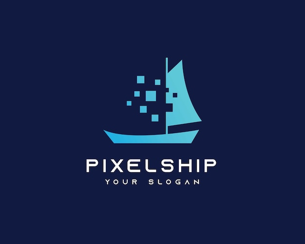 Pixel Ship Logo Design for Brand