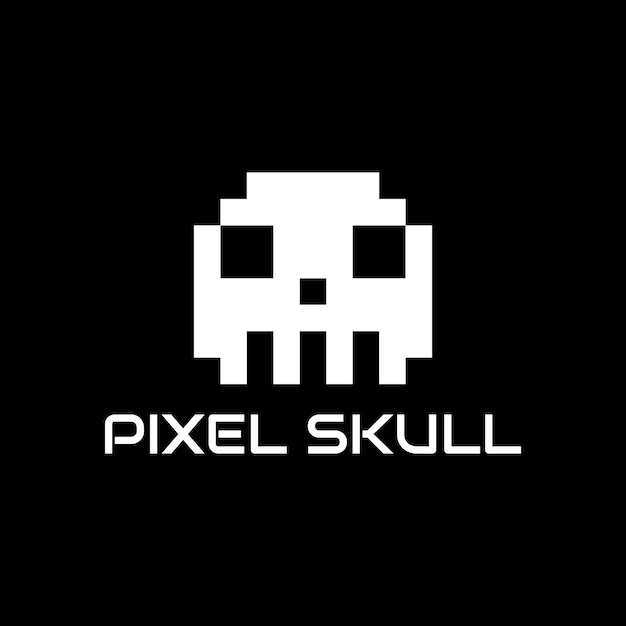 Vector pixel skull logo design