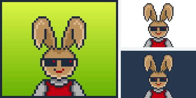 pixel style punk bunny character design for nft project 257