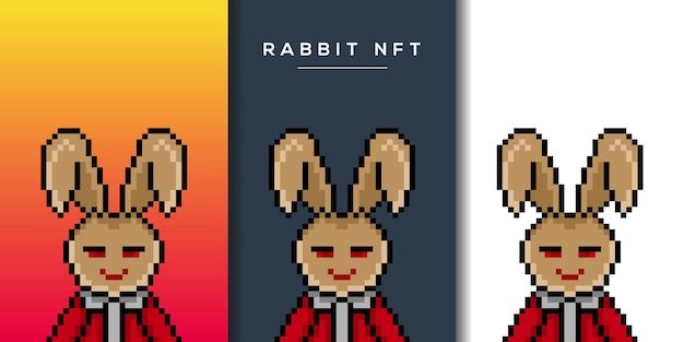 pixel style punk bunny character design for nft project 711