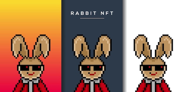 pixel style punk bunny character design for nft project 714