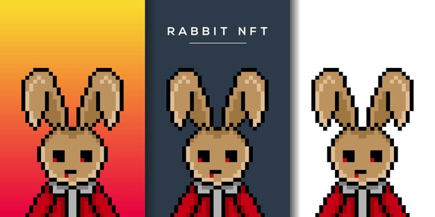 pixel style punk bunny character design for nft project 733