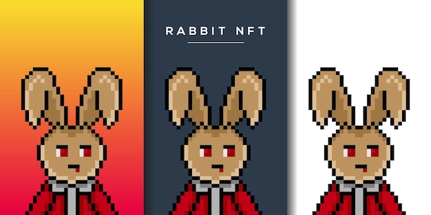 pixel style punk bunny character design for nft project 736