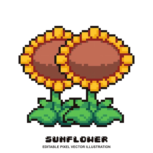 Pixel sunflower vector illustration for video game asset, motion graphic and others