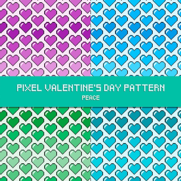 Pixel Valentine's Day Pattern Peace