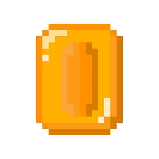 Pixelated coin icon Cute coin icon isolated Pixel art icon