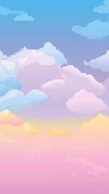 Pixelated colorful sky clouds