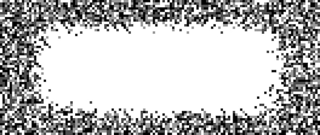 Pixelated halftone gradient frame Fading radial pixel texture Dissolving black and white noise