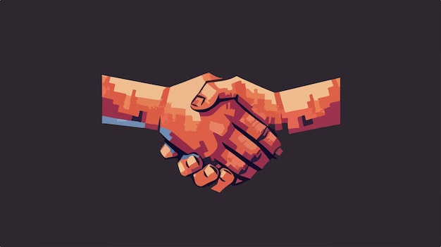 Vector pixelated handshake pixel art illustration