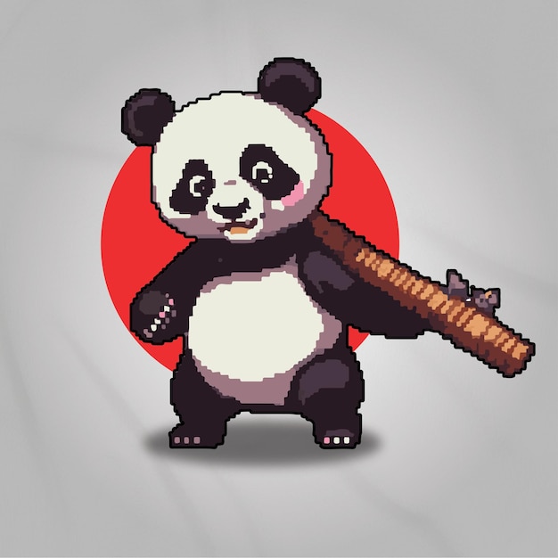 pixelized panda character vector template