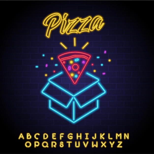 Pizza Box Neon Light Glowing