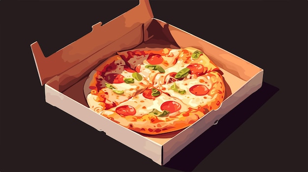 Vector a pizza in a box with a slice missing