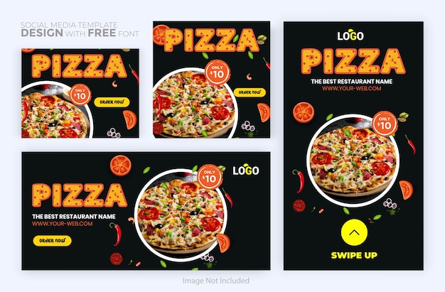 Pizza and burger instagram post design