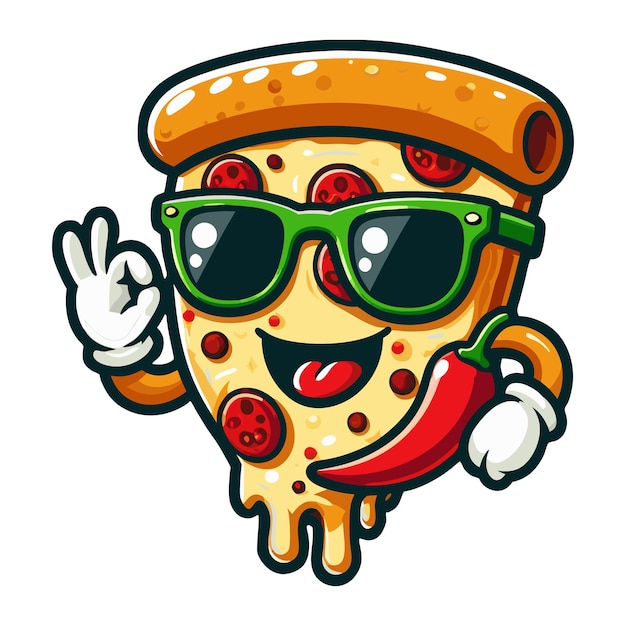 Pizza cartoon character clipart vector illustration